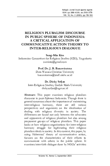 (PDF) Religious Pluralism Discourse in Public Sphere of Indonesia: A ...