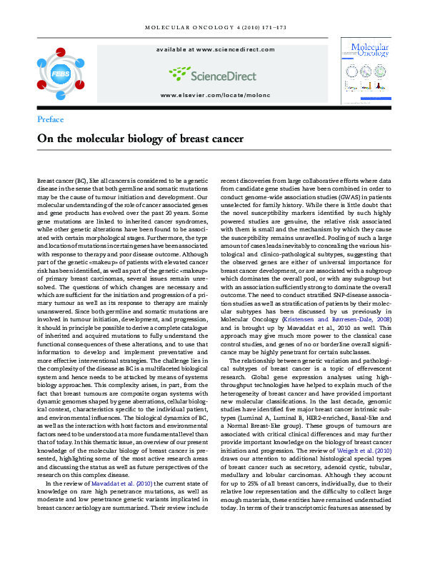 (PDF) Molecular biology of breast cancer
