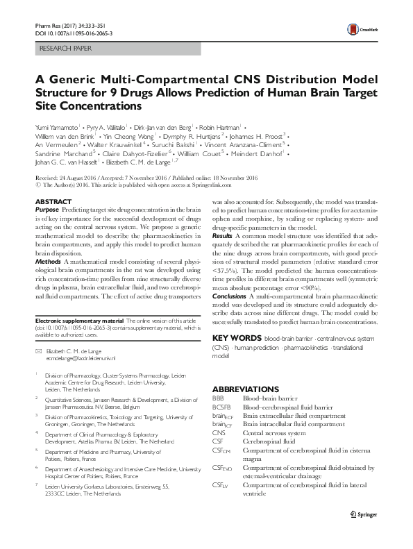 (PDF) A Generic Multi-Compartmental CNS Distribution Model Structure ...