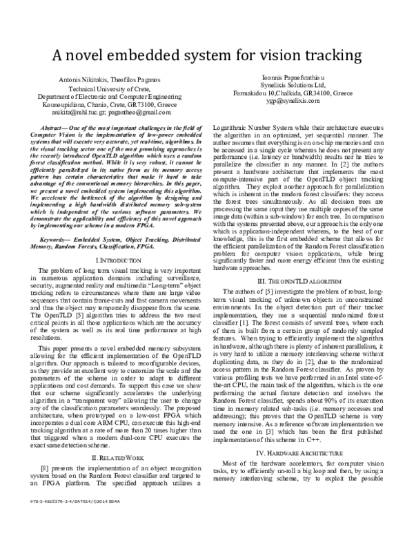 (PDF) A novel embedded system for vision tracking
