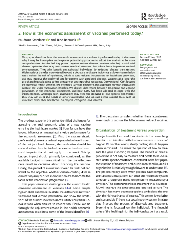 (PDF) 2. How is the economic assessment of vaccines performed today?