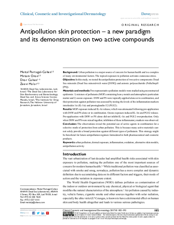 (PDF) Antipollution skin protection - a new paradigm and its ...