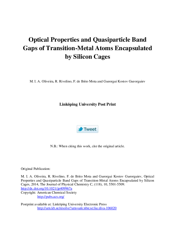 (PDF) Optical Properties and Quasiparticle Band Gaps of Transition ...