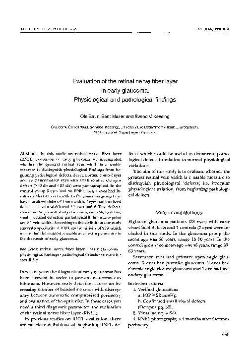 (PDF) Evaluation of the retinal nerve fiber layer in early glaucoma ...