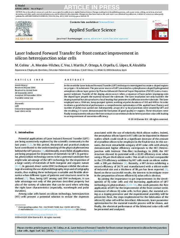 (PDF) Laser Induced Forward Transfer for front contact improvement in ...