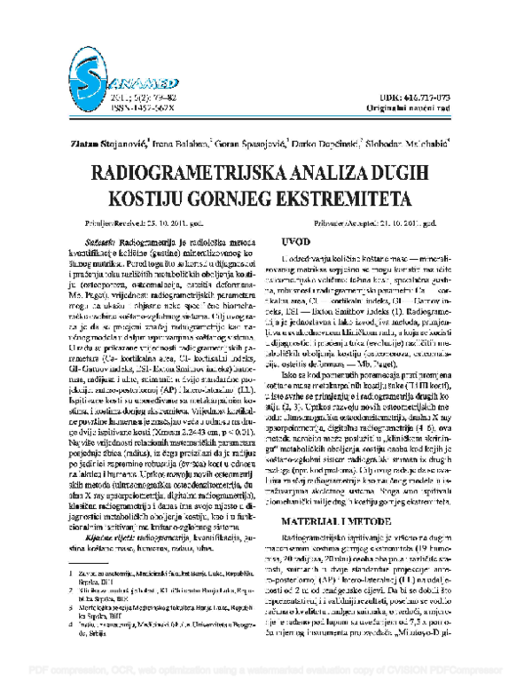 (PDF) Radiogrammetric analysis of upper limb long bones