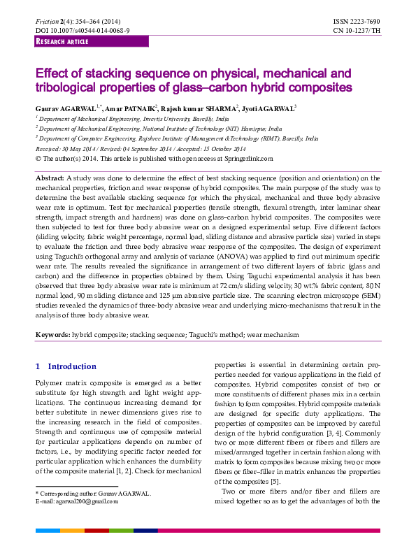 (PDF) Effect of stacking sequence on physical, mechanical and ...