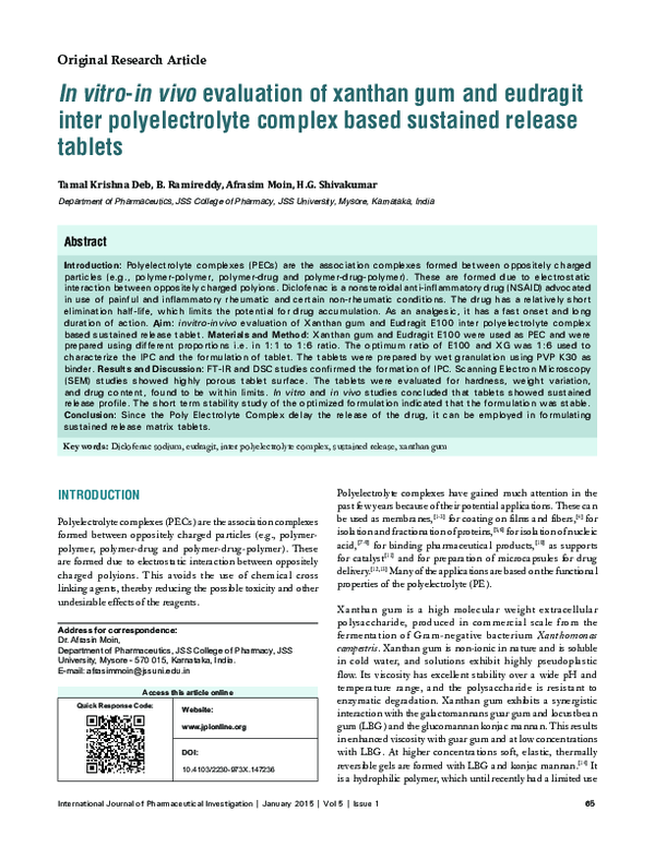 (PDF) In vitro-in vivo evaluation of xanthan gum and eudragit inter ...