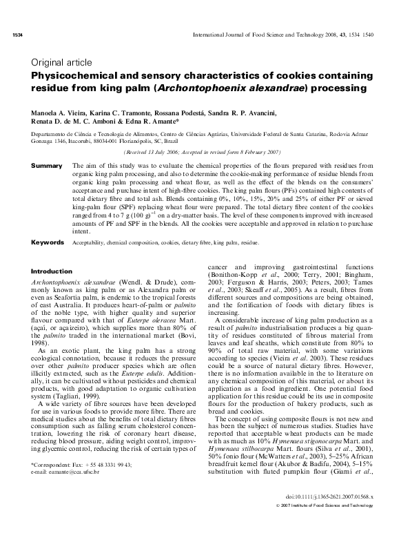 (PDF) Physicochemical and sensory characteristics of cookies containing ...