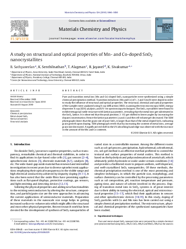 (PDF) A study on structural and optical properties of Mn- and Co-doped ...