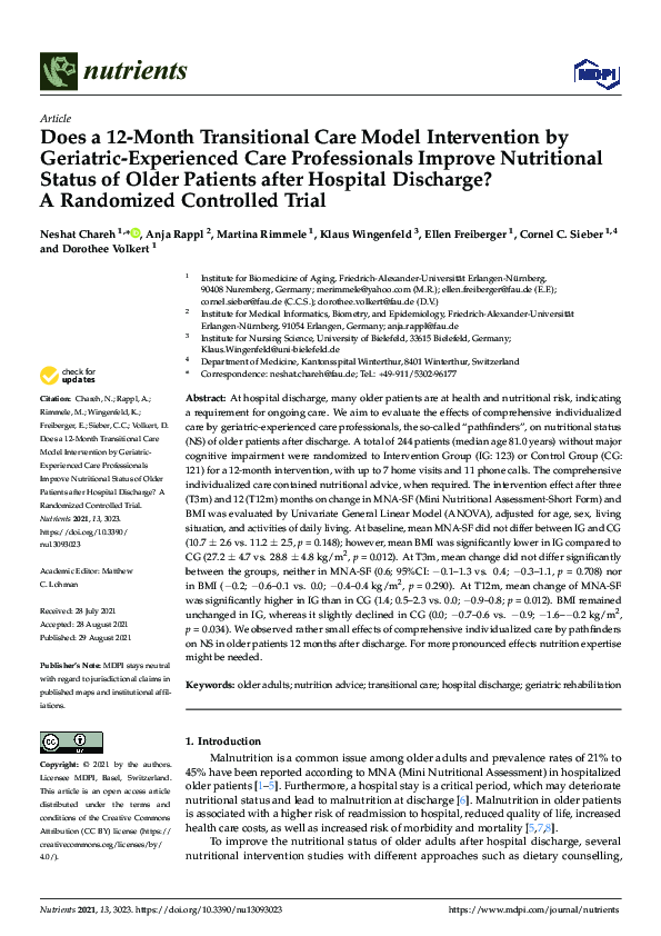 (PDF) Does a 12-Month Transitional Care Model Intervention by Geriatric ...