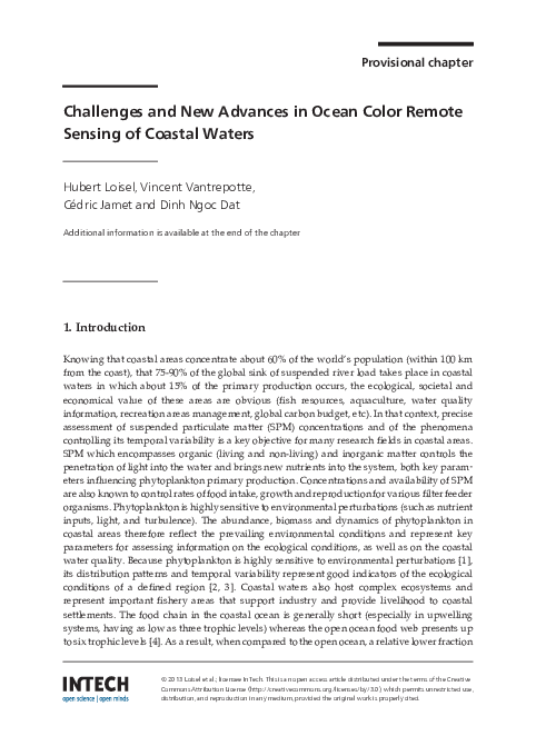 (PDF) Challenges and New Advances in Ocean Color Remote Sensing of ...