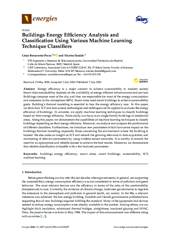 (PDF) Buildings Energy Efficiency Analysis and Classification Using ...