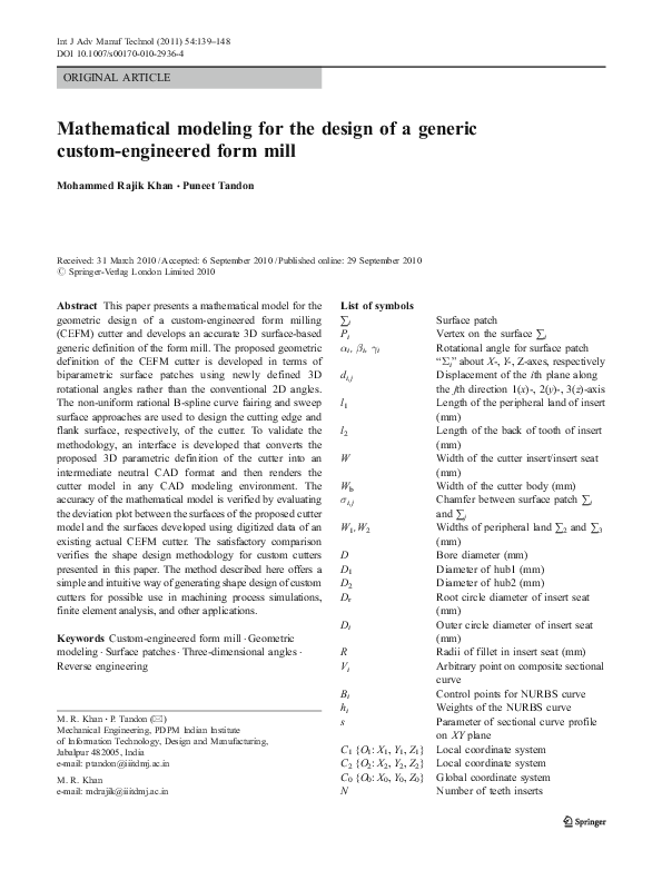 (PDF) Mathematical modeling for the design of a generic custom ...