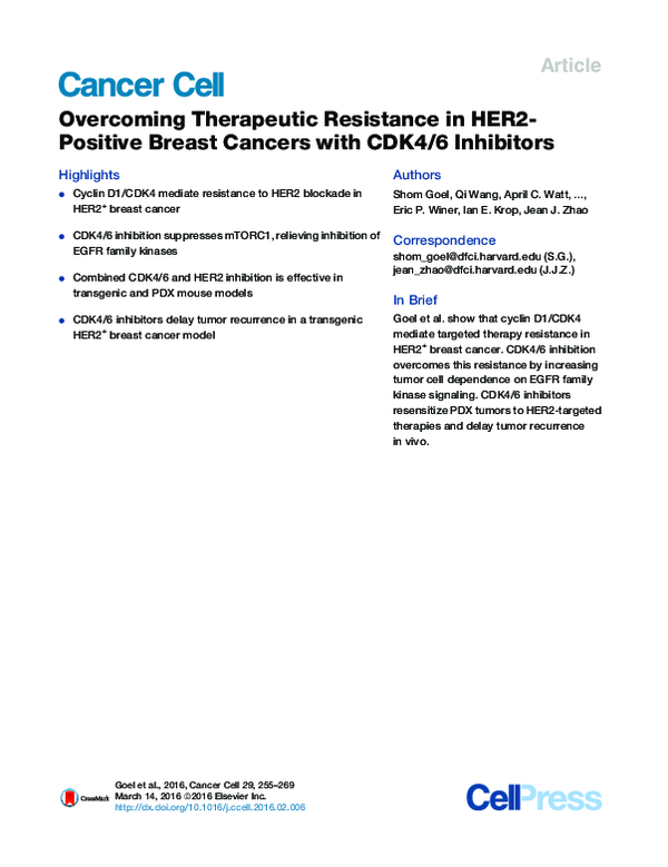 (PDF) Overcoming Therapeutic Resistance in HER2-Positive Breast Cancers ...
