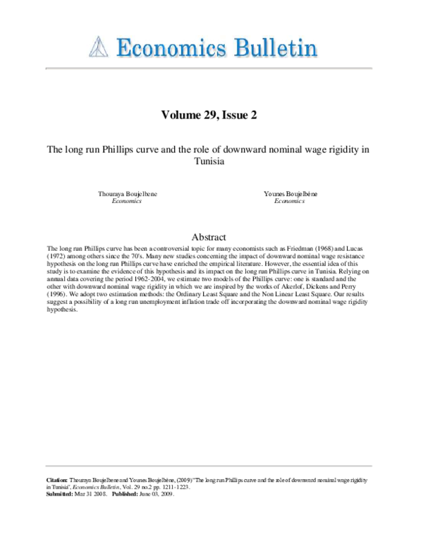 (PDF) The long run Phillips curve and the role of downward nominal wage ...