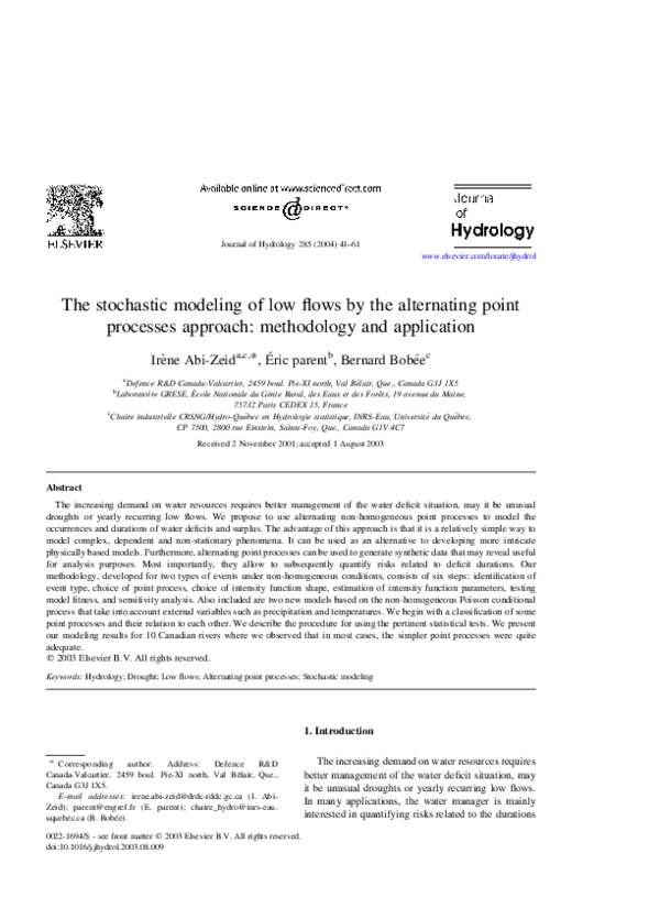 (PDF) The stochastic modeling of low flows by the alternating point ...