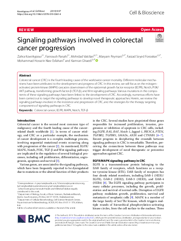 (PDF) Signaling pathways involved in colorectal cancer progression