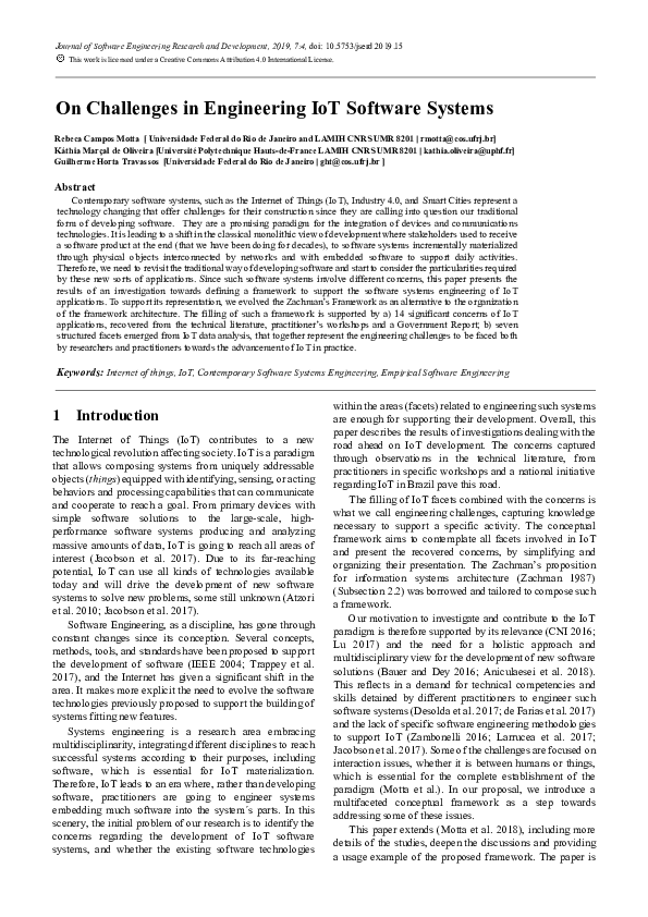 (PDF) On Challenges in Engineering IoT Software Systems