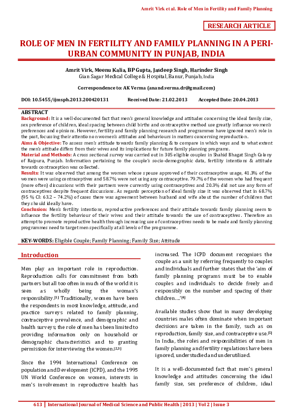 (PDF) Role of men in fertility and family planning in a peri-urban ...