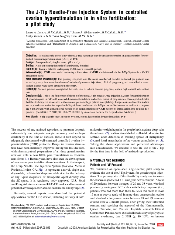 (PDF) The J-Tip Needle-Free Injection System in controlled ovarian ...