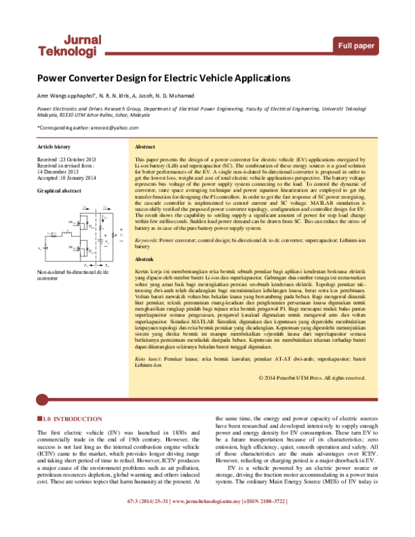 (PDF) Power Converter Design for Electric Vehicle Applications Aree