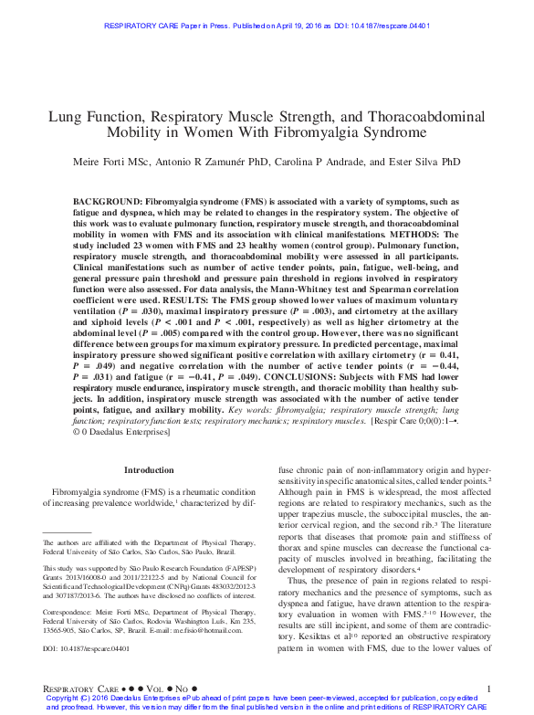 (PDF) Lung Function, Respiratory Muscle Strength, and Thoracoabdominal ...
