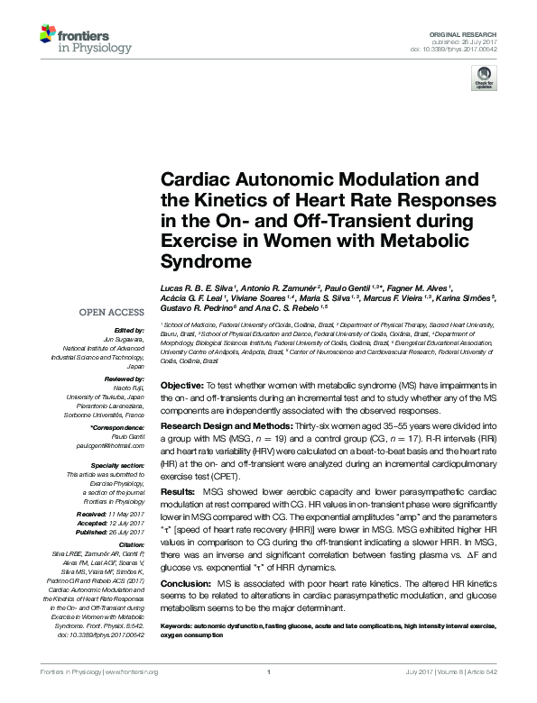 (PDF) Cardiac Autonomic Modulation and the Kinetics of Heart Rate ...