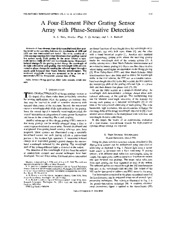 (PDF) A four-element fiber grating sensor array with phase-sensitive ...
