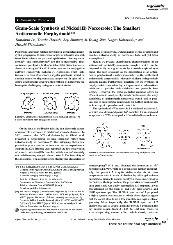 (PDF) Gram-Scale Synthesis of Nickel(II) Norcorrole: The Smallest ...