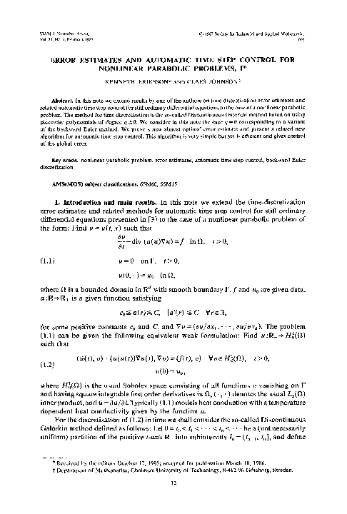 (PDF) Error Estimates and Automatic Time Step Control for Nonlinear ...
