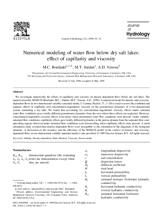 (PDF) Numerical modeling of water flow below dry salt lakes: effect of ...