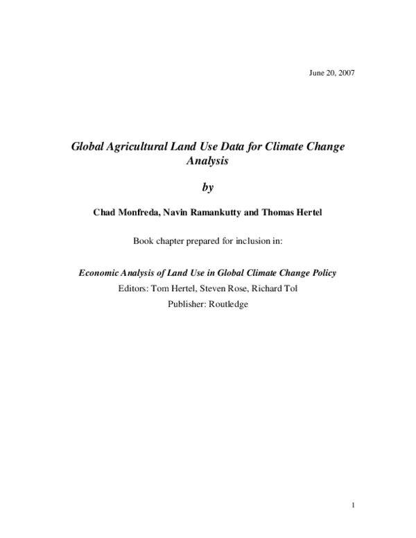 (PDF) Global Agricultural Land Use Data for Climate Change Analysis