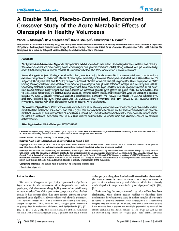 (PDF) A double blind, placebo-controlled, randomized crossover study of ...