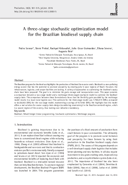 (PDF) A three-stage stochastic optimization model for the Brazilian ...