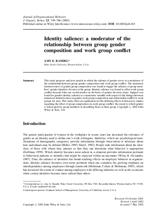 (PDF) Identity salience: a moderator of the relationship between group ...