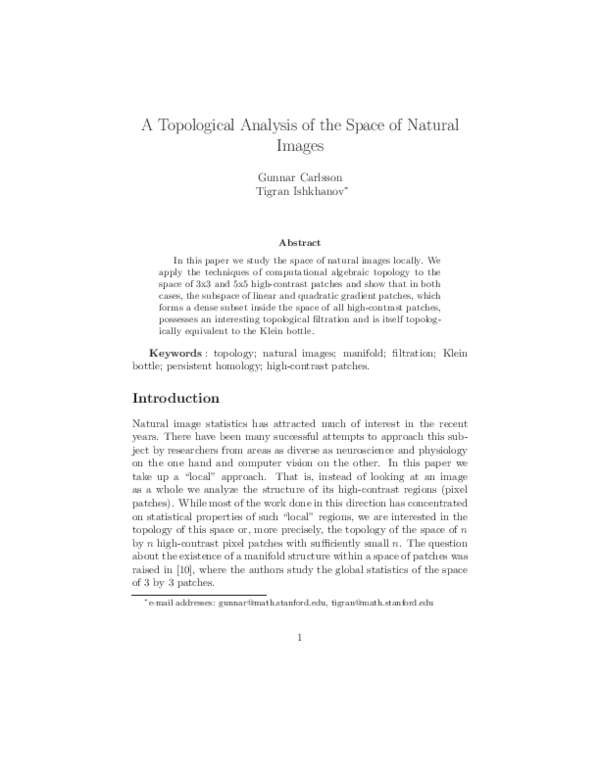(PDF) A topological analysis of the space of natural images