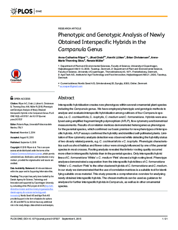 (PDF) Phenotypic and Genotypic Analysis of Newly Obtained Interspecific ...