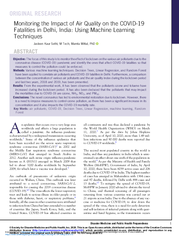 (PDF) Monitoring the Impact of Air Quality on the COVID-19 Fatalities ...