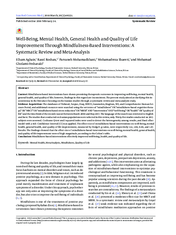 (PDF) Well-Being, Mental Health, General Health and Quality of Life ...
