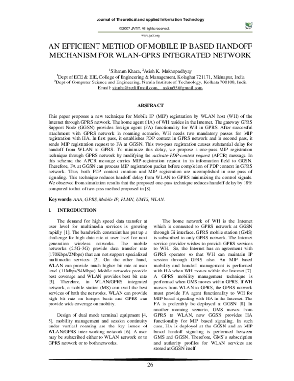 (PDF) An Efficient Method of Mobile Ip Based Handoff Mechanism for Wlan ...