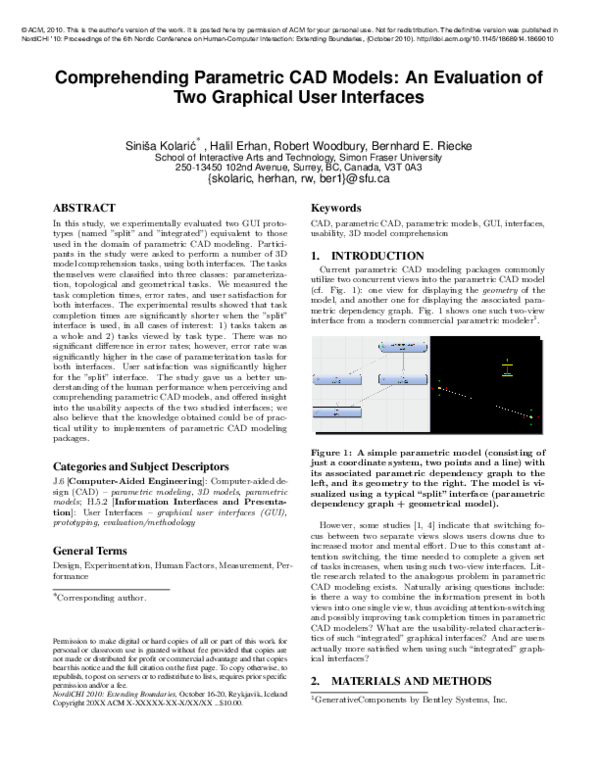 (PDF) Comprehending parametric CAD models: an evaluation of two ...