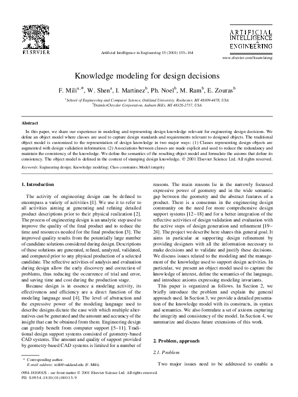 (PDF) Knowledge modeling for design decisions