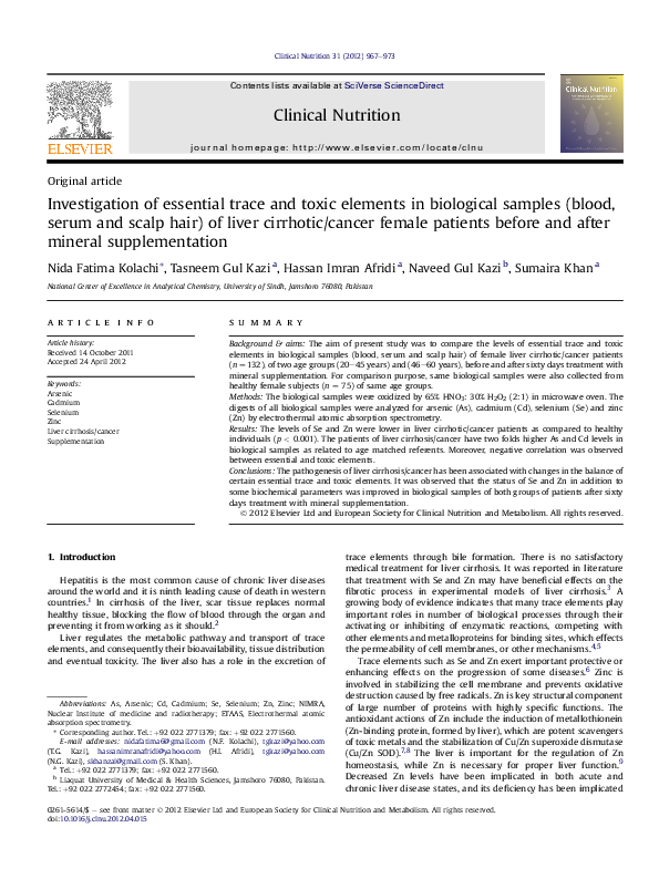 (PDF) Investigation of essential trace and toxic elements in biological ...