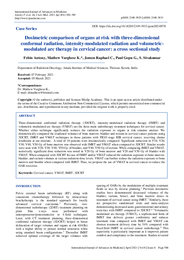 (PDF) Dosimetric comparison of organs at risk with three-dimensional ...
