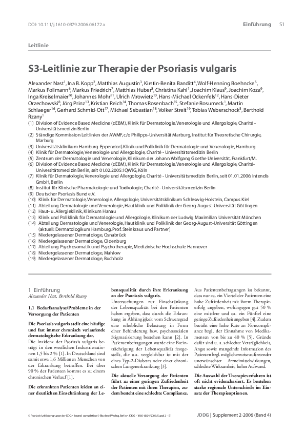 (PDF) [S3Guidelines for the therapy of psoriasis vulgaris] Ina B