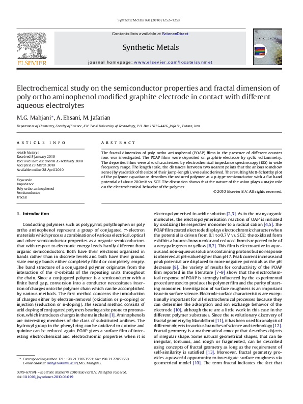 (PDF) Electrochemical study on the semiconductor properties and fractal ...