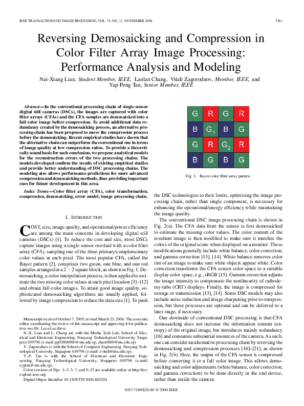 (PDF) Reversing Demosaicking and Compression in Color Filter Array