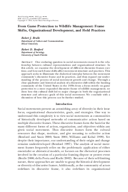 (PDF) From Game Protection to Wildlife Management: Frame Shifts ...