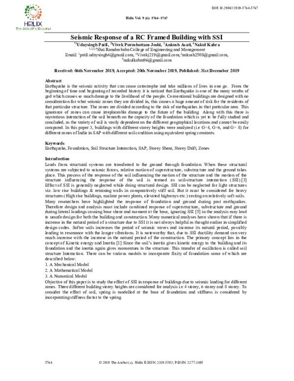 (PDF) Seismic Response of a RC Framed Building with SSI